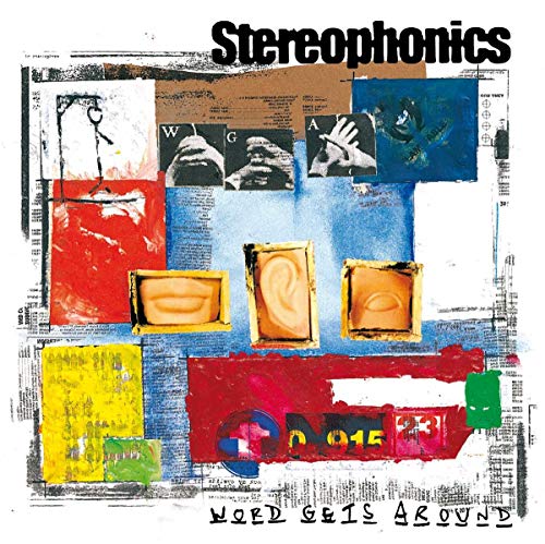 Stereophonics album cover, “Word Gets Around”, collage of images and text.