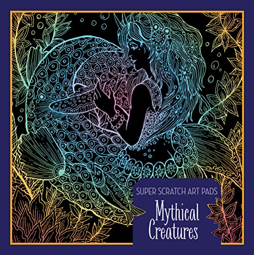 Colorful scratch art pad featuring a detailed unicorn and floral design.