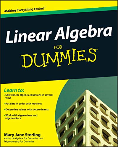 Book cover: "Linear Algebra For Dummies" with a building image.