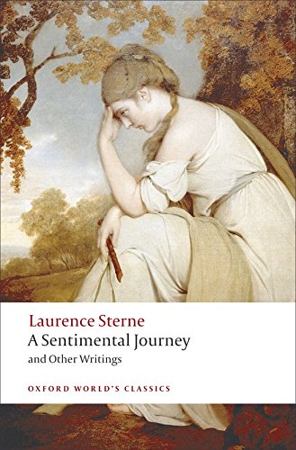 Book cover: woman in white dress, landscape, title “A Sentimental Journey.”