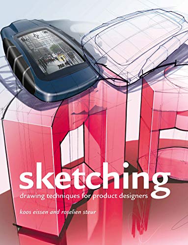 Book cover with sketched product designs and large white text "sketching".