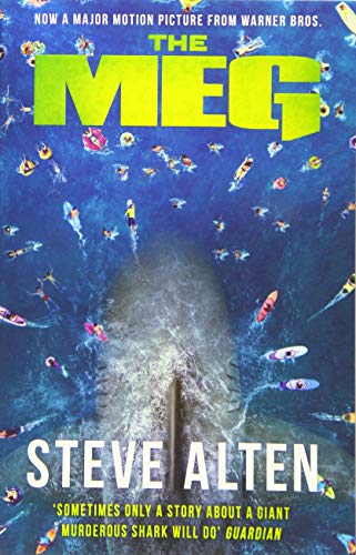 Book cover showing a giant shark rising toward swimmers in the ocean.