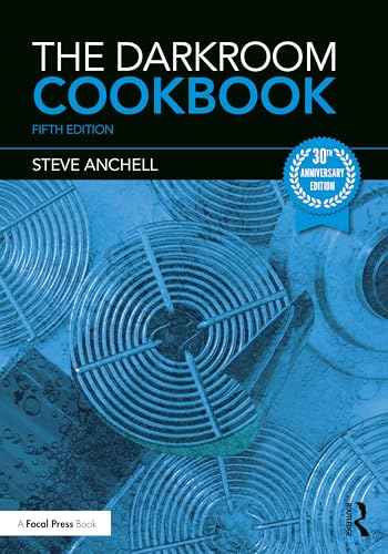 Book cover: "The Darkroom Cookbook" fifth edition, with photographic spirals.
