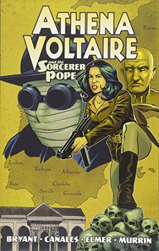 Comic book cover featuring a woman with a gun and a masked figure.