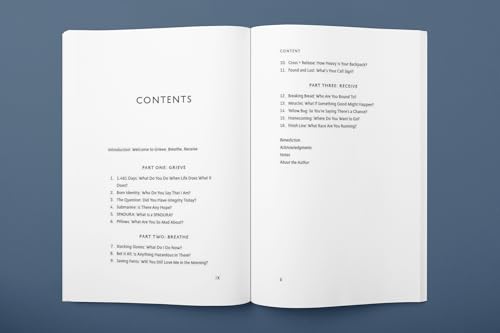 Open book displaying a table of contents with chapter titles.