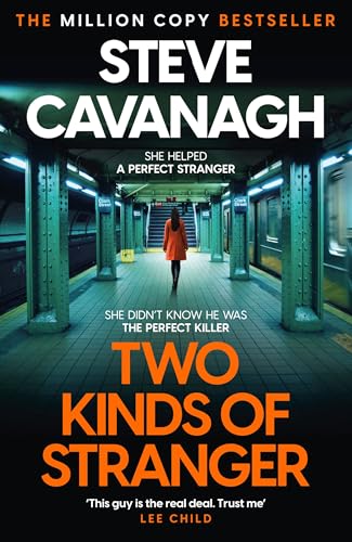 Book cover: woman in red coat on a subway platform.