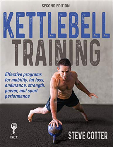 Book cover: "Kettlebell Training" with a man performing a kettlebell exercise.