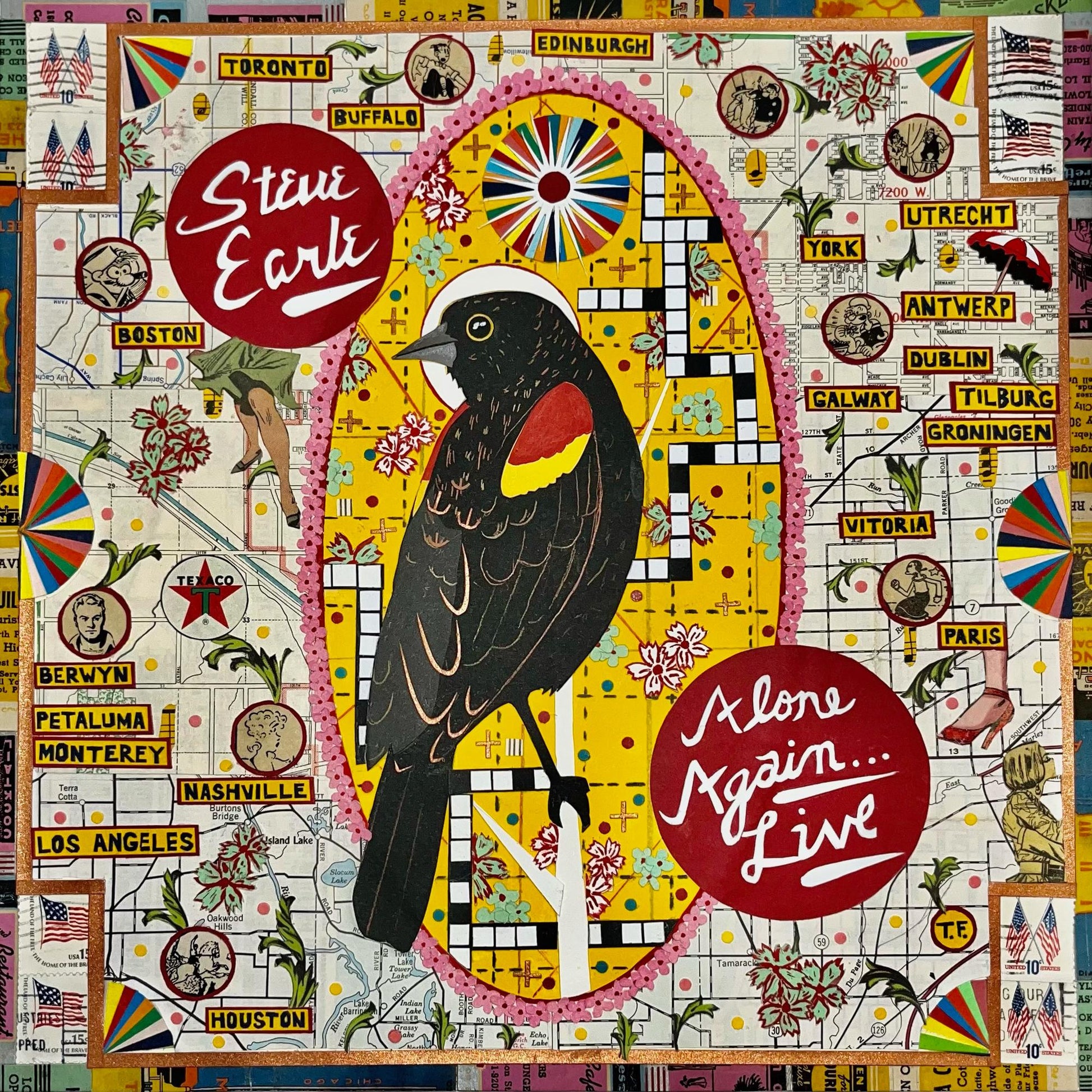 Steve Earle album cover featuring a blackbird on a map background.