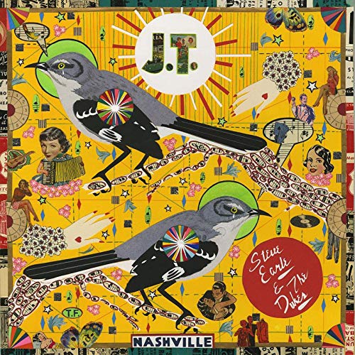 Album cover for Steve Earle & The Dukes’ “J.T.” featuring birds and collage.