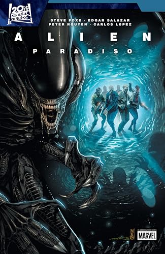 Alien comic book cover featuring a Xenomorph and figures in a landscape.