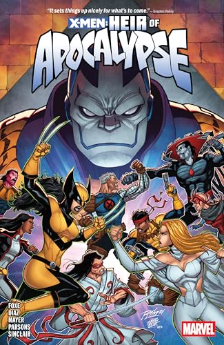 Comic book cover showing X-Men characters fighting in front of a giant Apocalypse face.
