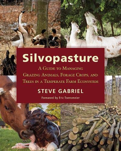 Book cover featuring farm animals—geese, cows, and a calf—among trees.