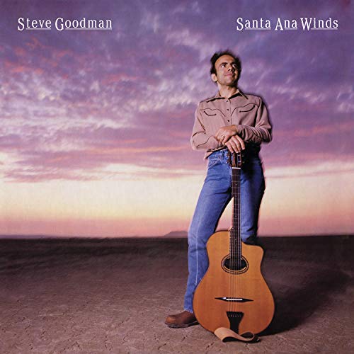 "Album cover featuring a man with a guitar against a purple and pink sky."