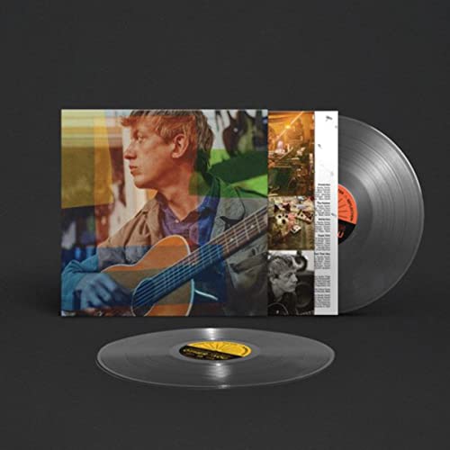 Album cover featuring Steve Gunn playing guitar, with a clear vinyl record displayed.