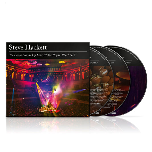 Steve Hackett album cover showing a live concert at the Royal Albert Hall with discs.