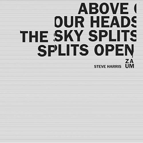 "Album cover with bold black text on a white striped background, displaying the title."
