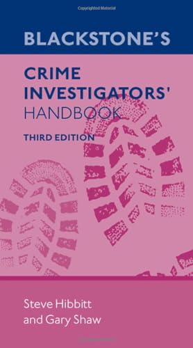 Book cover: “Blackstone’s Crime Investigators’ Handbook” with footprint imagery.
