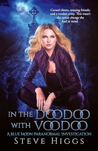 Book cover: woman with long blonde hair in a spooky graveyard scene.
