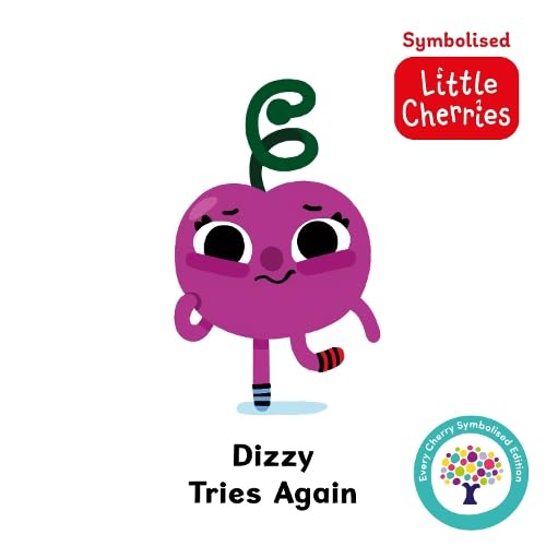 Purple cherry character with a green stem, running with determined expression.