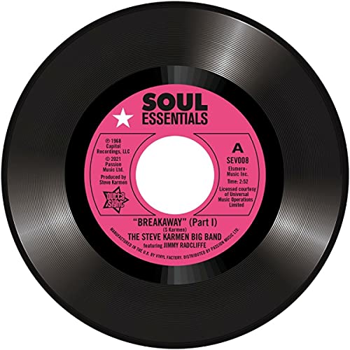Black 7-inch vinyl record with a pink and white "Soul Essentials" label.