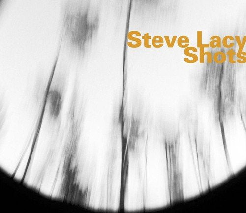 A CD cover with abstract black and white design and orange text "Steve Lacy Shots".