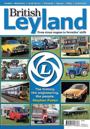 Book cover titled British Leyland featuring a collage of vintage vehicles and the company logo.