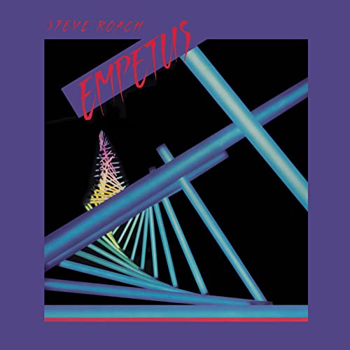 CD cover for Steve Roach’s “Empetus” with neon geometric shapes.