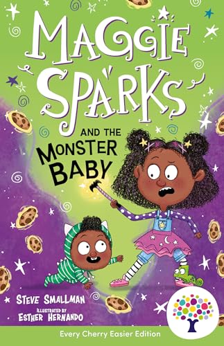 Book cover featuring a girl holding a magic wand and a monster baby crawling.