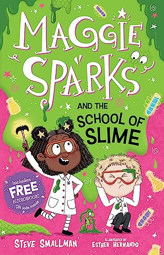 Book cover featuring two children with goggles amid green slime and magic.