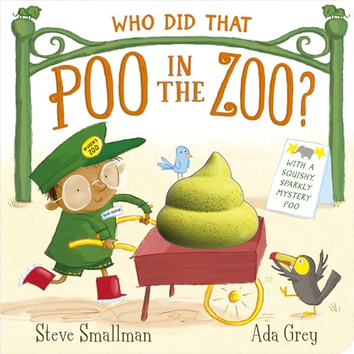 Children’s book cover depicting a zookeeper and a large green poo pile.