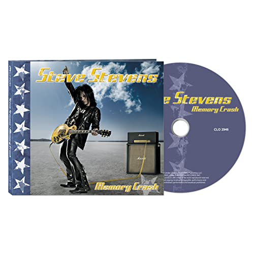 Steve Stevens "Memory Crash" CD case and disc with guitarist image.