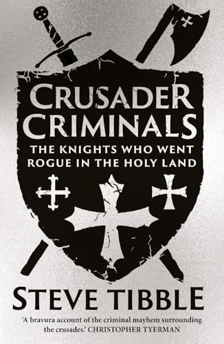 Book cover featuring a black shield with a cross, sword, and axe on silver.