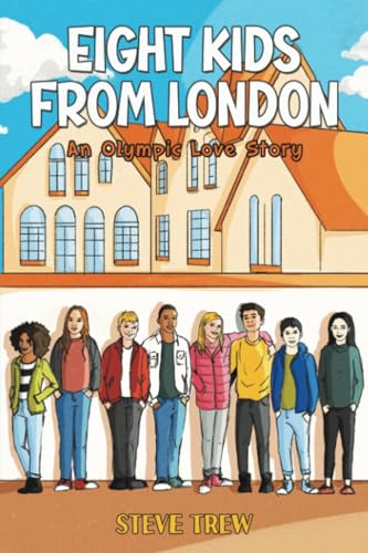Book cover featuring eight children in front of a large building.