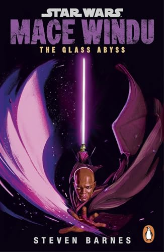 Mace Windu with purple lightsaber, book cover for “The Glass Abyss.”