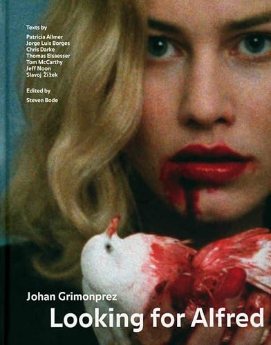 Book cover: woman with bloodied lips holding a wounded white pigeon.