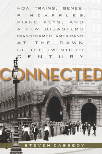 Book cover: "Connected" with a train station and street scene background.