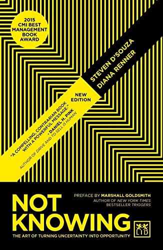 Book cover: "Not Knowing" with yellow and black zig-zag pattern.