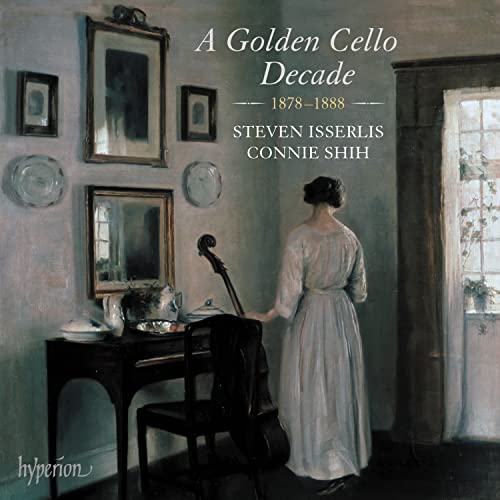 CD cover depicting a woman with a cello in a room with paintings.