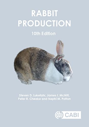 Book cover: "Rabbit Production" 10th edition, featuring a brown and white rabbit.