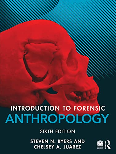 Book cover: red human skull with text "Introduction to Forensic Anthropology".