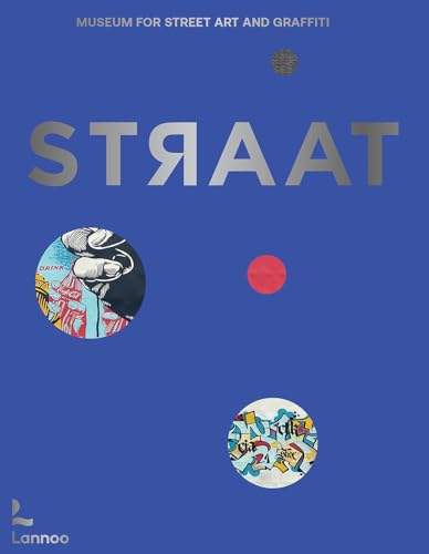 Blue book cover for STRAAT museum, featuring graffiti art circles.