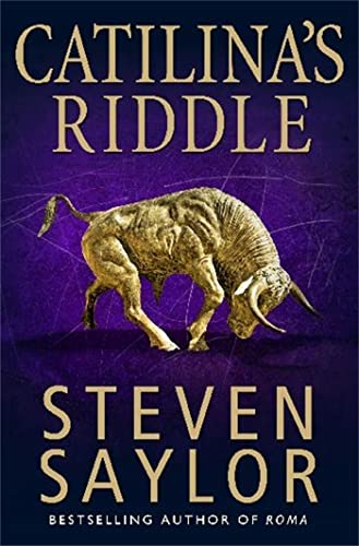 Book cover: "Catilina's Riddle" with a golden bull image.