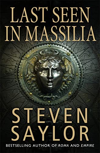 Book cover: "Last Seen in Massilia" with a Medusa-like face illustration.