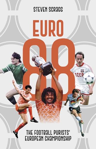 Book cover featuring historical football players and the Euro 88 trophy on grey background.