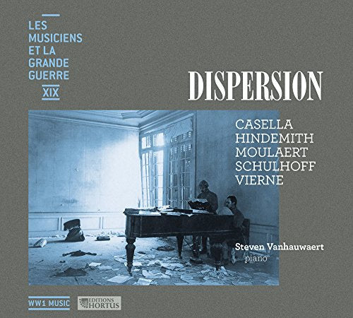 CD cover for “Dispersion” by Steven Vanhauwaert, featuring a piano in ruins.