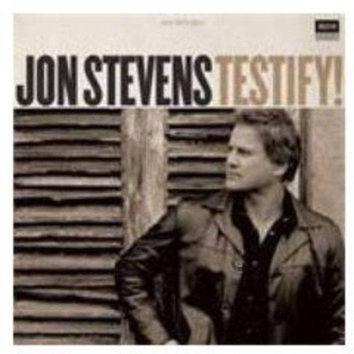 Album cover featuring Jon Stevens with the title "Testify!" in black and tan text.