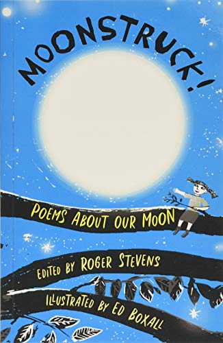 Book cover: large moon, child on branch, poem collection title.