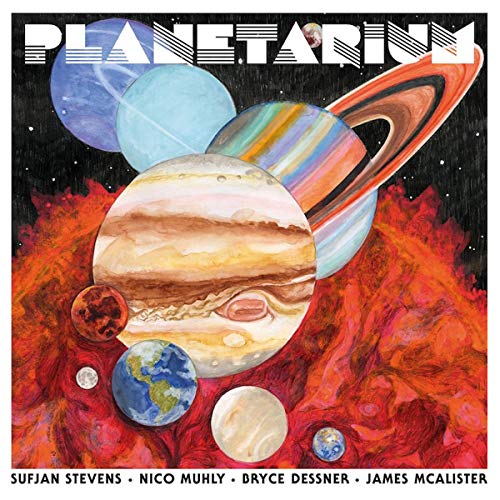 CD cover with painted planets and artist names below.