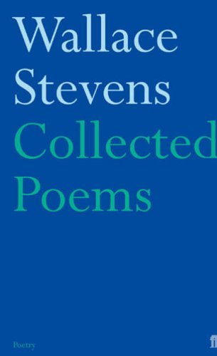 Book cover for Collected Poems by Wallace Stevens with blue background and light text.