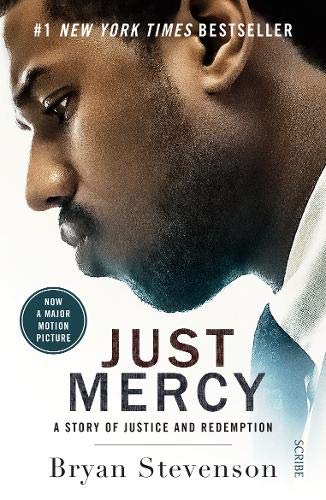 Book cover featuring a profile portrait of Bryan Stevenson with the title Just Mercy.